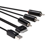 PMM224-0200 PDMI Konnektör +3 RCA + USB A KABLO 2 METRE OTG Kablosu