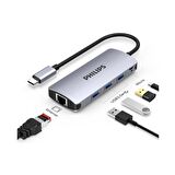 Philips Type-C to USB 3.0 Çoklayıcı ve RJ45 100Mbps Ethernet Dönüştürücü