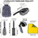 Coofbe 6 Parça Profesyonel Mikrofiber Araç Oto Yıkama Seti Yıkama Eldiveni Jant Lastik Fırçası Toz Fırçası