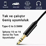 Coofbe 1metre Type-c  Aux Kablosu Type-c To 3.5 mm Audio Aux DAC Çipli Hi-fi Araç Hoparlör Kulaklık
