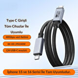 Coofbe Jasoz 2Mt E-Marker Çip Thunderbolt USB4.0 PD 240W Şarj Kablosu 8K 60hZ Görüntü Aktarım 40Gbps