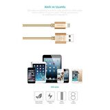 Pineng iPhone Lightning 2 Metre Örgülü Altın Kablo PN-305