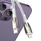 Baseus Led Işıklı Yıldırım Şarj 20W 1Mt İphone Şarj Kablosu Type-C To İphone 14 14 Pro Max Şarj Kablo
