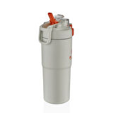 Shotay ST-8133 Çift Kullanım Pipetli/Rahat İçim Beyaz 750ml Çelik Matara