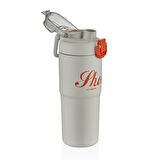 Shotay ST-8133 Çift Kullanım Pipetli/Rahat İçim Beyaz 750ml Çelik Matara