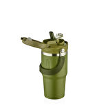 Shotay ST-8166 Çift Kullanım Pipetli/Rahat İçim Yeşil 650ml Çelik Termos