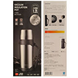 Shotay Adventure 1200ml Outdoor Çelik Termos Gümüş ST-8213G