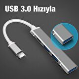 Coofbe 4in1 10W 4 USB Girişli Type C Çevirici Adaptör, 5 Gbps Hız USB 3.0 Tak Çalıştır Adaptör HUB