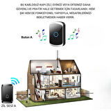 Coofbe Led Işıklı Su Gecirmez Kablosuz Kapı Zili 300 Metre Uzun Menzilli Ev, Ofis Yazlık İçin Yüksek Sesli