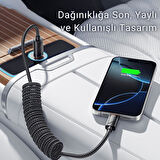 Essager 1.2 Mt E-Marker Çip Sprial Kablo 100W USB-A to USB-C Şarj Kablosu Pd100W Type C Şarj Kablosu