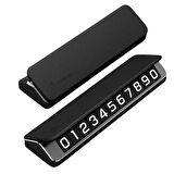 Coofbe Deri Kapaklı Gizlenebilir Alüminyum Araç Park Telefon Numaratörü Geçici Park Numaratör Plakalık