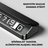 Coofbe Deri Kapaklı Gizlenebilir Alüminyum Araç Park Telefon Numaratörü Geçici Park Numaratör Plakalık