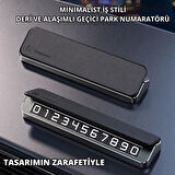 Coofbe Deri Kapaklı Gizlenebilir Alüminyum Araç Park Telefon Numaratörü Geçici Park Numaratör Plakalık