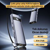 Coofbe Jasoz Multiport PD 100W 8in1 Type-C to Dönüştürücü Hub Type-C to Rj45 HDMI4K@30Hz USB3.0 SD/TF