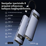 Coofbe Jasoz Multiport PD 100W 8in1 Type-C to Dönüştürücü Hub Type-C to Rj45 HDMI4K@30Hz USB3.0 SD/TF