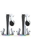 İpega PS5 Slim Disk/PS5 Slim Dijital RGB Dikey Stand Kulaklık Tutucu Joystick Şarj Cihazı