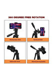 360 Derece Ayarlanabilir Android Ios Kamera Uyumlu Telefon Tutucu Kamera Sabitleyici Tripod