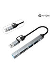 5'i 1 Arada USB-C USB-A USB 2.0/3.0 SD TF Dönüştürücü Hub
