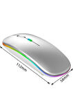 Rgb Ledli Şarj Edilebilir Sessiz Tıklamalı Ergonomik Çift Modlu Kablosuz Bluetooth Mouse