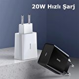 Baseus Speed Mini Type-C 20 Watt Hızlı Şarj Aleti Siyah