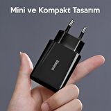 Baseus Speed Mini Type-C 20 Watt Hızlı Şarj Aleti Siyah