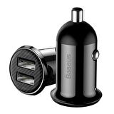 Baseus Grain Pro Dual Usb 4.8A Max Çıkışlı Hızlı Araç Şarj Başlık SİYAH