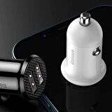 Baseus Grain Pro Dual Usb 4.8A Max Çıkışlı Hızlı Araç Şarj Başlık BEYAZ