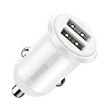 Baseus Grain Pro Dual Usb 4.8A Max Çıkışlı Hızlı Araç Şarj Başlık BEYAZ