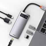 Baseus Metal Gleam Series 6in1 Type-C HUB Adaptör Çoklayıcı GRİ