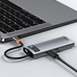 Baseus Metal Gleam Series 6in1 Type-C HUB Adaptör Çoklayıcı GRİ