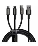 Baseus Tungsten Gold 3 in 1 USB to Type C, Lightning, Micro Şarj Data Kablosu