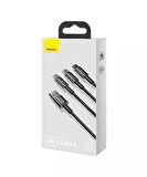 Baseus Tungsten Gold 3 in 1 USB to Type C, Lightning, Micro Şarj Data Kablosu