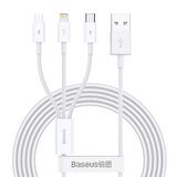 Baseus Superior Series (Micro+Lightning+Type-C) Üçlü Hızlı Şarj Veri Kablosu 3.5A 1.5M BEYAZ