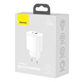 Baseus USB 20 Watt Hızlı Şarj Aleti Beyaz