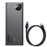 Baseus Adaman Metal Digital Display Quick Charge Power Bank 65W 20000mAh Black（UL) (Include：Baseus Xiaobai series fast charging Cable Type-C to Type-C 60W(20V/3A) 50cm Black）