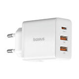 Baseus Şarj Akım Korumalı 2xUSB USB-C Gan 30W Şarj Başlığı İphone 12 13 14 15 16 Pro Max Şarj Aleti