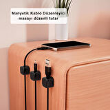 Coofbe 6 Adet Set Yapışkanlı Manyetik Kapaklı Kablo Düzenleyici Kablo Organizer Kablo Düzenleyici