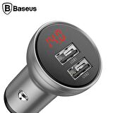 Digital Display 24w 4.8a Dual Usb Çift Usb Hızlı Araç Şarjı Siyah