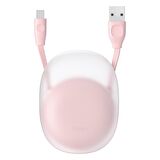 Baseus Lets Go Little 2A Makaralı 1 Metre Ligthning Kablo Beyaz - Pembe