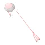 Baseus Lets Go Little 3in1 Makaralı 0.85 Metre Şarj Kablosu Pembe