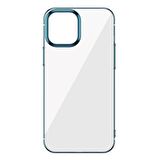 Baseus Glitter İPhone 12 Pro Max Şeffaf Lüx Silikon Kılıf Soft TPU Kılıf MAVİ