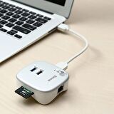 Baseus Çok Fonsiyonlu Notebook Adaptörü Hub Dual USB 3.0 RJ45 TF-SD GÜMÜŞ