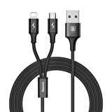 Baseus Rapid Series 2in1 İphone+ Micro Usb 3.0A Usb Kablo Şarj 120cm