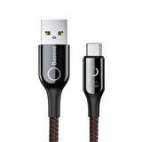 Baseus C-Light 3A 1 Metre Işıklı Type-C Kablo Siyah