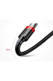 Cafule Micro Usb 0.50 Kısa 2.4a Hızlı Şarj Halat Usb Kablo - Siyah,gri