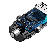 Baseus Square Metal 30W QC3.0 Dual Hızlı Araç Şarjı Siyah