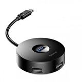 Baseus 4'lü USB Port Çoklayıcı Adaptör, USB 3.0 1X, USB 2.0 3X, Micro USB 1X