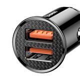 Baseus Circular 30W QC3.0 Dual Hızlı Araç Şarjı Siyah