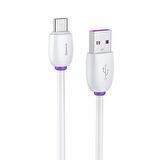 Baseus Purple Ring, Şarj & Data Aktarım Kablosu, 1M, 5A, 40W, USB Type A & USB Type C, Flash/Hızlı Şarj - Beyaz