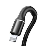 Baseus Halo 2.4A Lightning 1 Metre Şarj Kablosu Siyah